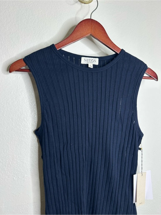 Nation LA 100% Organic Cotton Knit Ribbed Tank Top Ribbed In Night Sky