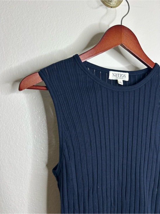 Nation LA 100% Organic Cotton Knit Ribbed Tank Top Ribbed In Night Sky
