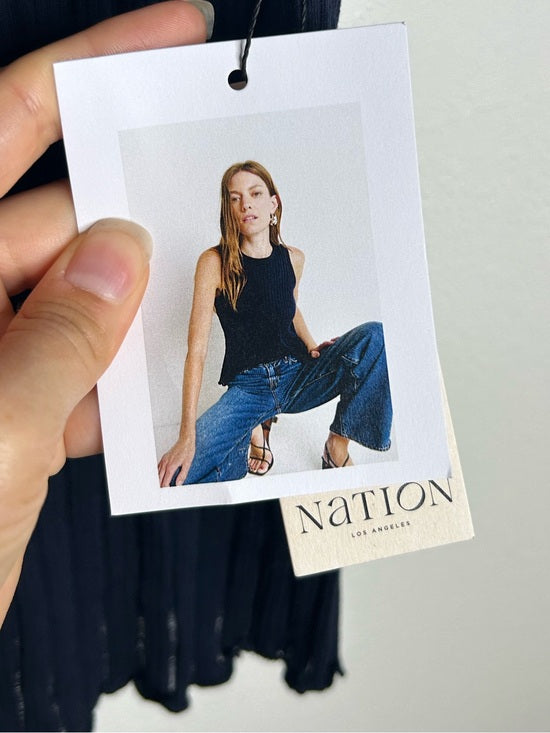 Nation LA 100% Organic Cotton Knit Ribbed Tank Top Ribbed In Night Sky