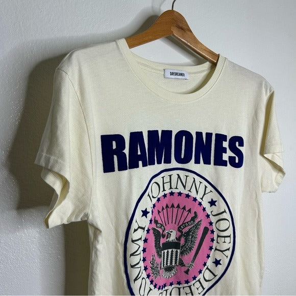 Daydreamer Daydreamer 100% Cotton Ramones Classic Seal Tour Tee in Stone Vintage Oversized - Cotton