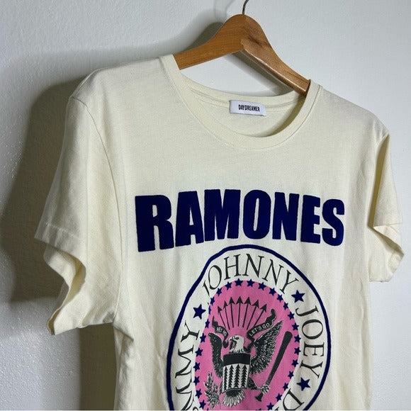 Daydreamer Daydreamer 100% Cotton Ramones Classic Seal Tour Tee in Stone Vintage Oversized - Cotton
