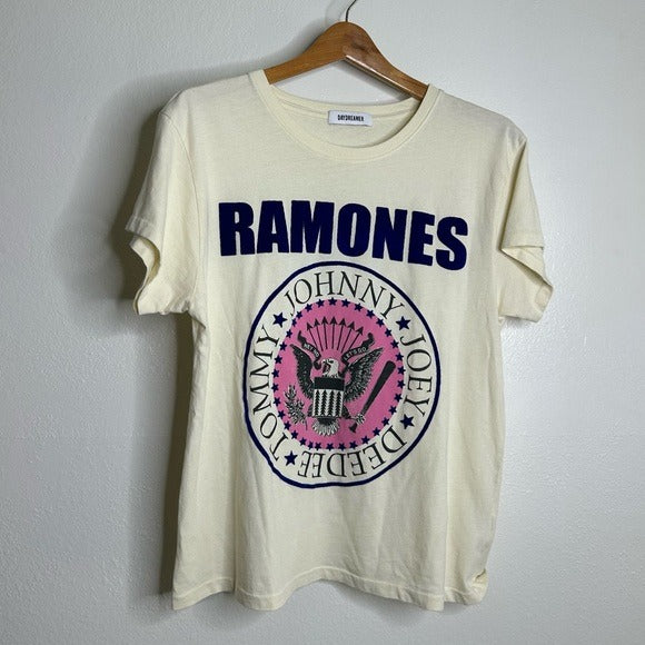 Daydreamer Daydreamer 100% Cotton Ramones Classic Seal Tour Tee in Stone Vintage Oversized - Cotton