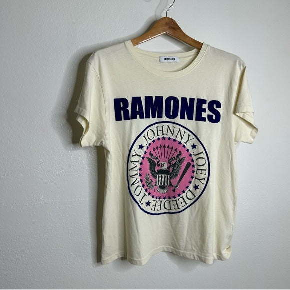 Daydreamer Daydreamer 100% Cotton Ramones Classic Seal Tour Tee in Stone Vintage Oversized - Cotton