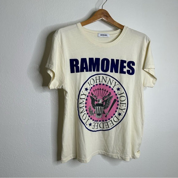 Daydreamer 100% Cotton Ramones Classic Seal Tour Tee in Stone Vintage Oversized