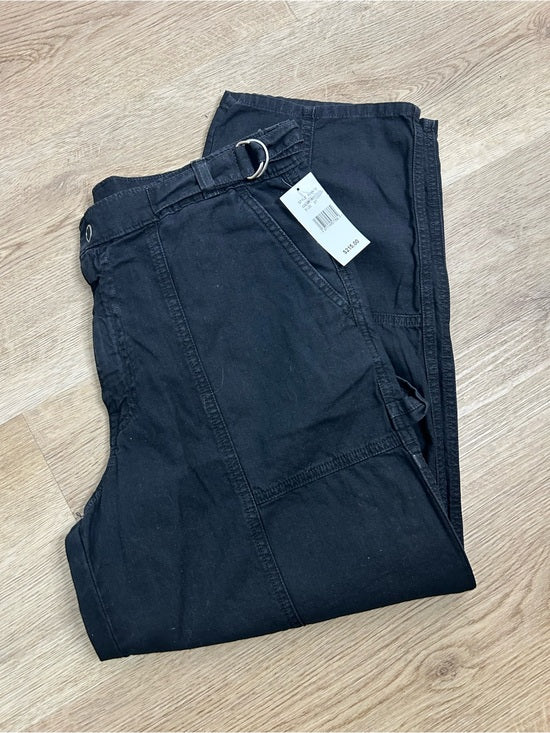 Ag Adriano Goldschmied AG Cotton Linen The Noten Black Carpenter High Rise Straight Leg Ankle Pant - Cotton, Linen