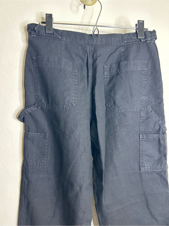 AG Cotton Linen The Noten Black Carpenter High Rise Straight Leg Ankle Pant