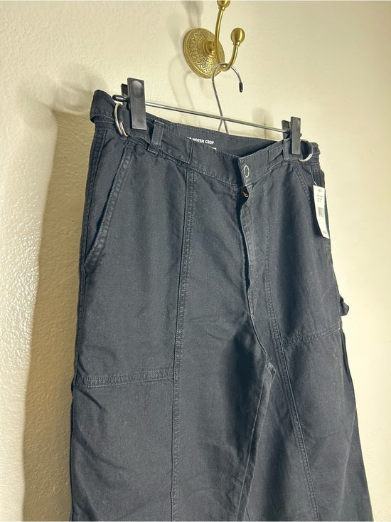 AG Cotton Linen The Noten Black Carpenter High Rise Straight Leg Ankle Pant