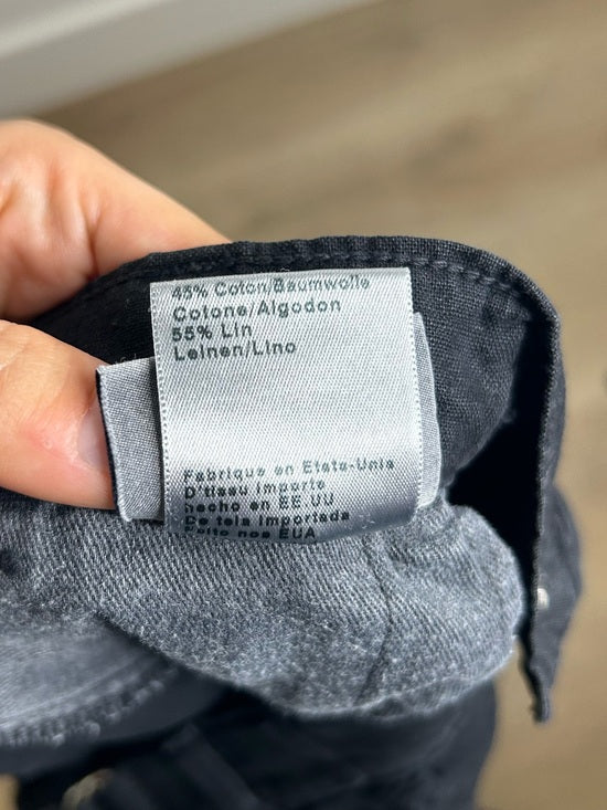 AG Cotton Linen The Noten Black Carpenter High Rise Straight Leg Ankle Pant