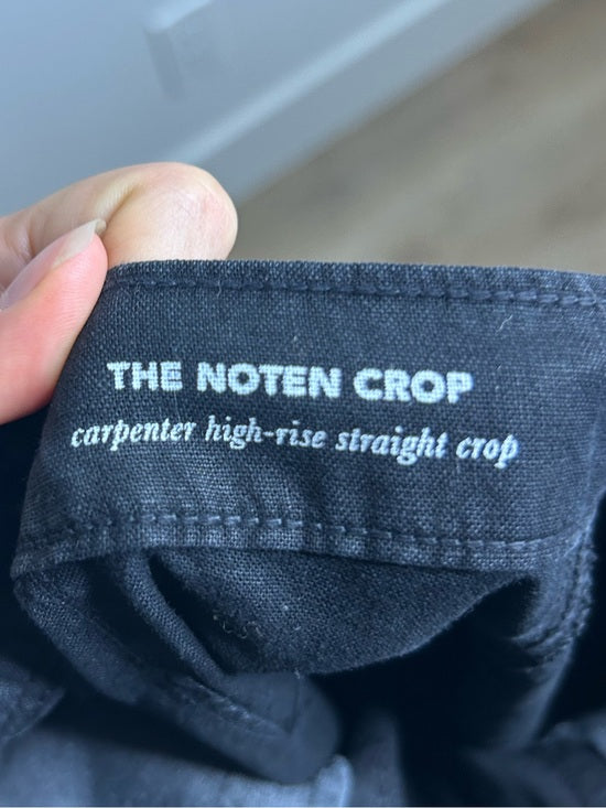 AG Cotton Linen The Noten Black Carpenter High Rise Straight Leg Ankle Pant
