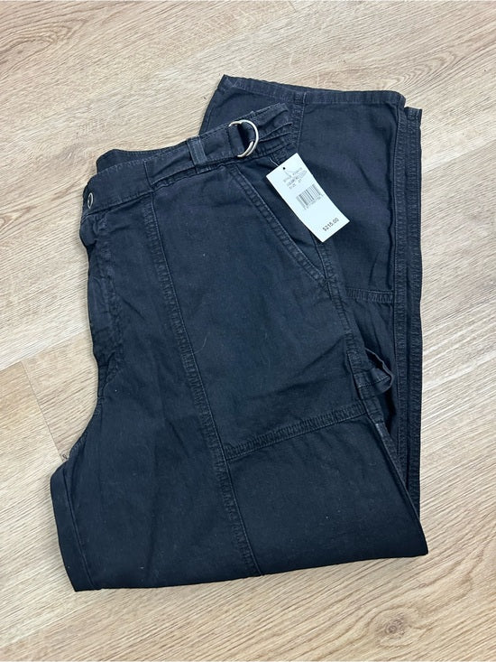 Ag Adriano Goldschmied AG Cotton Linen The Noten Black Carpenter High Rise Straight Leg Ankle Pant - Cotton, Linen