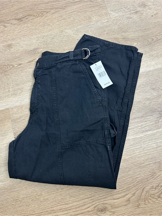 Ag Adriano Goldschmied AG Cotton Linen The Noten Black Carpenter High Rise Straight Leg Ankle Pant - Cotton, Linen