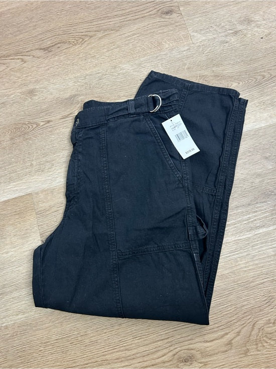 Ag Adriano Goldschmied AG Cotton Linen The Noten Black Carpenter High Rise Straight Leg Ankle Pant - Cotton, Linen