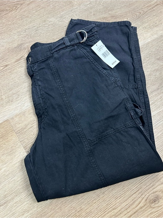 Ag Adriano Goldschmied AG Cotton Linen The Noten Black Carpenter High Rise Straight Leg Ankle Pant - Cotton, Linen