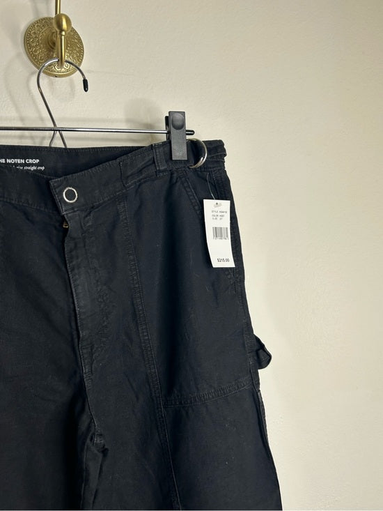 AG Cotton Linen The Noten Black Carpenter High Rise Straight Leg Ankle Pant