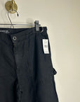 AG Cotton Linen The Noten Black Carpenter High Rise Straight Leg Ankle Pant