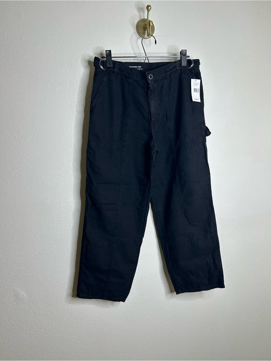 AG Cotton Linen The Noten Black Carpenter High Rise Straight Leg Ankle Pant