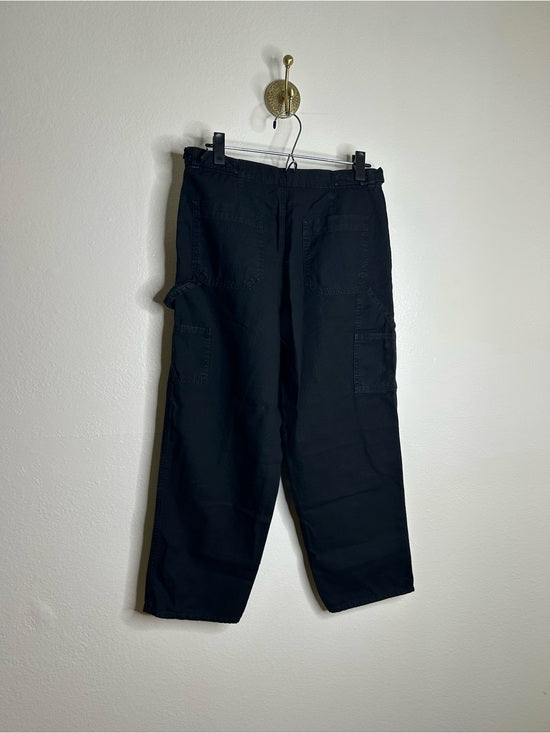 AG Cotton Linen The Noten Black Carpenter High Rise Straight Leg Ankle Pant