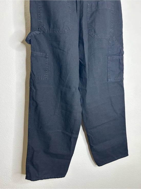 AG Cotton Linen The Noten Black Carpenter High Rise Straight Leg Ankle Pant