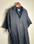 Banana Republic 100% Linen Black Asymmetrical Button Down Shirt Dress