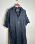 Banana Republic 100% Linen Black Asymmetrical Button Down Shirt Dress