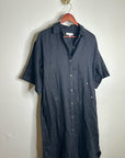 Banana Republic 100% Linen Black Asymmetrical Button Down Shirt Dress