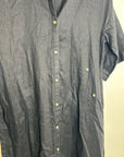 Banana Republic 100% Linen Black Asymmetrical Button Down Shirt Dress