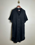 Banana Republic 100% Linen Black Asymmetrical Button Down Shirt Dress
